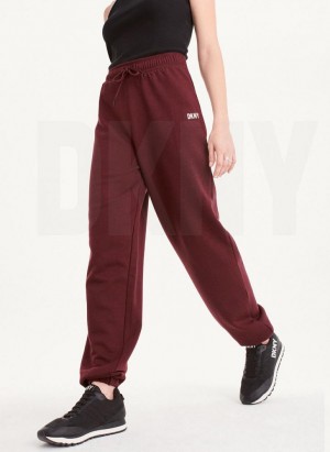 DKNY Metallic Logo Everyday Women's Joggers Burgundy | Ireland_D1048