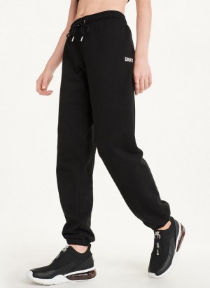 DKNY Metallic Logo Women's Joggers Black / Silver | Ireland_D1769