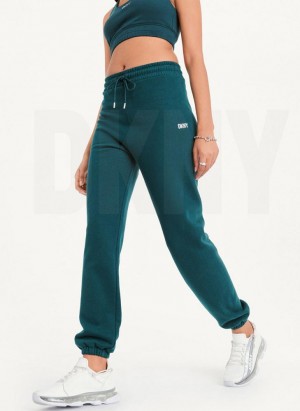 DKNY Metallic Logo Women's Joggers Dark Green | Ireland_D1625