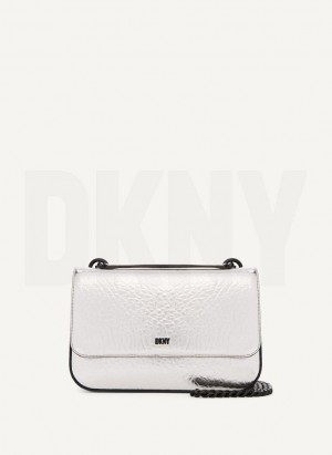 DKNY Metallic Sina Flap Women's Shoulder Bags Silver | Ireland_D0384