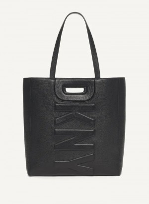 DKNY Metro Leather Editorial Women's Tote Bags Black | Ireland_D0460