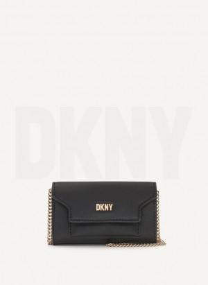 DKNY Millie Micro Flap Women's Crossbody Bags Black / Gold | Ireland_D1211