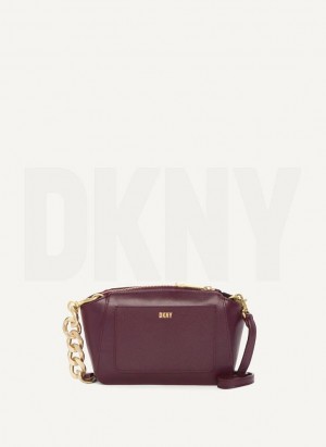 DKNY Mini Dome Women's Crossbody Bags Burgundy | Ireland_D0371