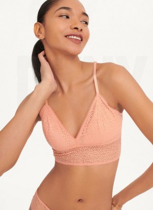 DKNY Modern Lace Longline Racerback Women's Bras Rose | Ireland_D1752