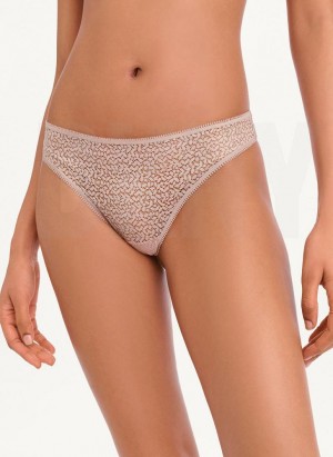 DKNY Modern Lace Women's Thong Beige | Ireland_D1642