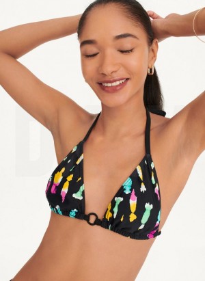 DKNY Multi-Wear Triangle Women's Bikini Top Black Multicolor | Ireland_D0590