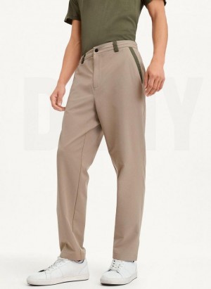 DKNY Olive Trim Elastic Waist Men's Pants Khaki | Ireland_D1696