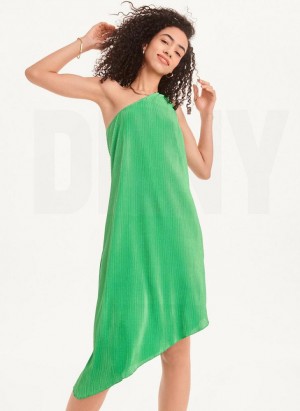 DKNY One Shoulder Asymmetrical Women's Dress Green | Ireland_D0103