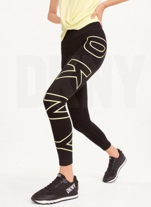 DKNY Outline Logo Women's Leggings Light Green | Ireland_D1498