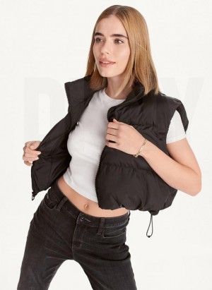 DKNY Oversized Cropped Vest Women's Coats Black | Ireland_D0352