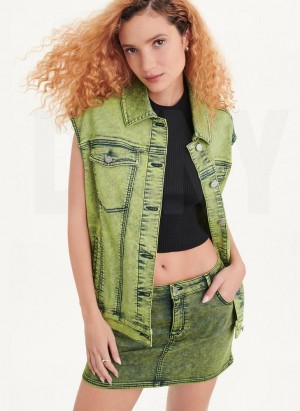 DKNY Oversized Denim Vest Women's Jackets Green | Ireland_D1927