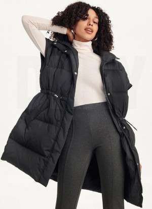 DKNY Oversized Puffer With Zip Sleeves Women's Coats Black | Ireland_D1952