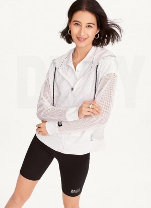 DKNY Ozone Mesh Relaxed Full Zip Women's Jackets White | Ireland_D0837