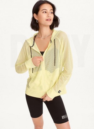 DKNY Ozone Mesh Relaxed Full Zip Women's Jackets Light Green | Ireland_D1434