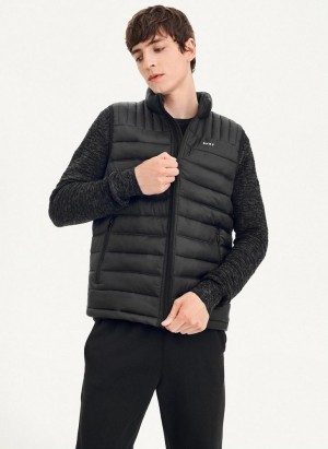 DKNY Packable Quilted Vest Men's Jackets Black | Ireland_D1889