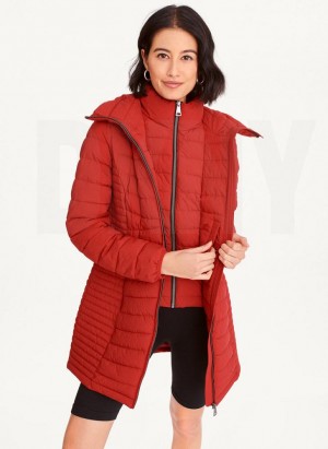 DKNY Packable Vestie Walker Women's Coats Red | Ireland_D1777