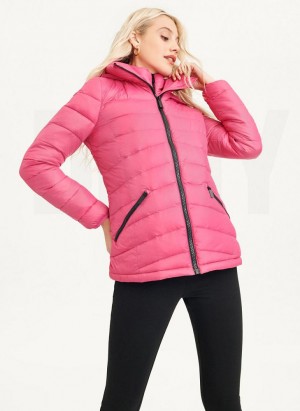 DKNY Packable Women's Puffer Jacket Pink | Ireland_D0761