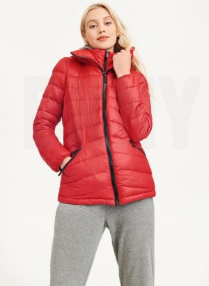 DKNY Packable Women's Puffer Jacket Red | Ireland_D1502