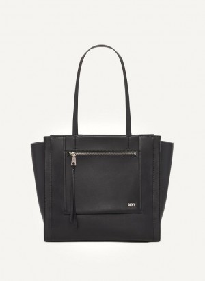 DKNY Pax Large Women's Tote Bags Black / Silver | Ireland_D0445