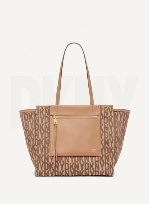 DKNY Pax Large Women's Tote Bags Brown | Ireland_D0459