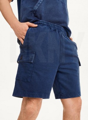 DKNY Pigment Garment Dye Men's Shorts Navy | Ireland_D1158