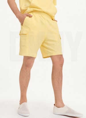 DKNY Pigment Garment Dye Men's Shorts Yellow | Ireland_D1029