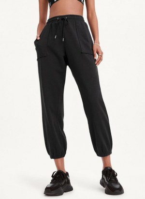 DKNY Pigment Washed Women's Joggers Black | Ireland_D1673