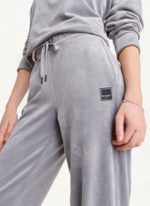 DKNY Platinum Velour Relaxed Women's Joggers Grey | Ireland_D0891