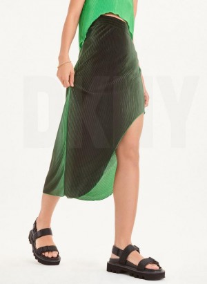 DKNY Pleated Women's Skirts Green | Ireland_D1294