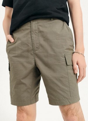 DKNY Poplin Cargo Men's Shorts Olive | Ireland_D0672