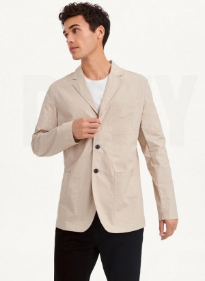 DKNY Poplin Men's Blazers Khaki | Ireland_D1852