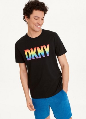 DKNY Pride Men's T Shirts Black | Ireland_D1672