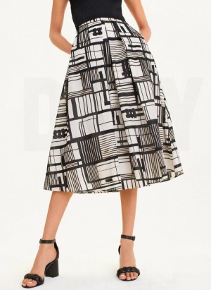 DKNY Printed Cotton Voile Women's Dress Black Multicolor | Ireland_D1218