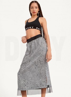 DKNY Printed Pull On With Tulle Hem Women's Skirts Black White | Ireland_D0895