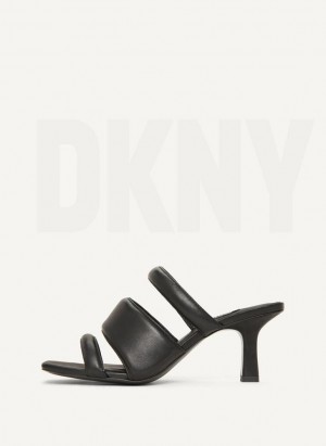 DKNY Puffy Multi Strap Mule Women's Heels Black | Ireland_D1787