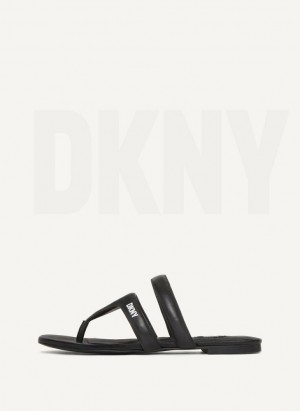 DKNY Puffy Strap Thong Women's Flip Flops Black | Ireland_D0178