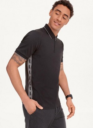 DKNY Quarter Zip Sport Men's Polo Shirts Black | Ireland_D0360