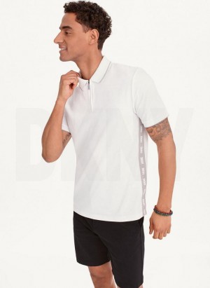 DKNY Quarter Zip Sport Men's Polo Shirts White | Ireland_D0511