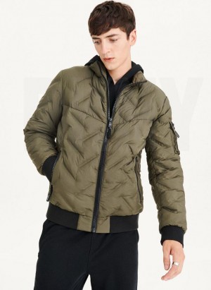 DKNY Quilted Bomber Men's Jackets Olive | Ireland_D1572