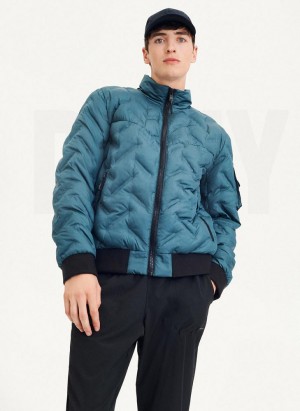 DKNY Quilted Bomber Men's Jackets Turquoise | Ireland_D0826