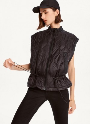 DKNY Quilted Cropped Vest Women's Coats Black | Ireland_D0982