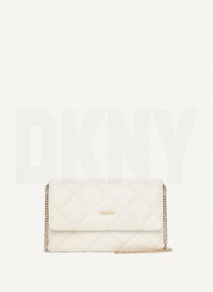 DKNY Quilted On A Chain Women's Wallets White / Gold | Ireland_D0529