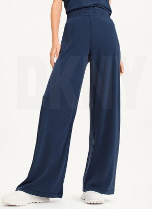 DKNY Relaxed Wide Leg Women's Pants Navy | Ireland_D1686