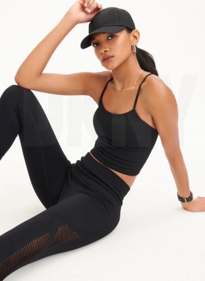 DKNY Rib Knit High Waisted Seamless Women's Leggings Black | Ireland_D1010