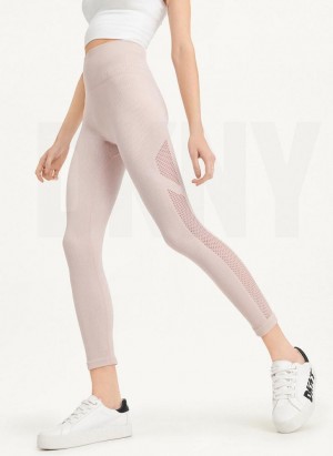 DKNY Rib Knit High Waisted Seamless Women's Leggings Beige | Ireland_D1589