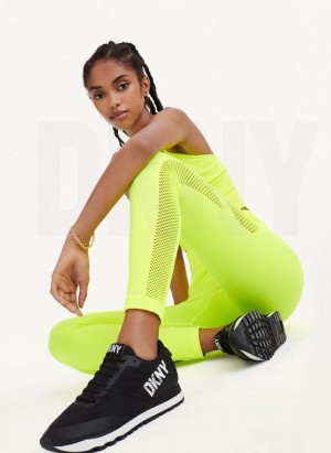 DKNY Rib Knit High Waisted Seamless Women's Leggings Yellow | Ireland_D1304