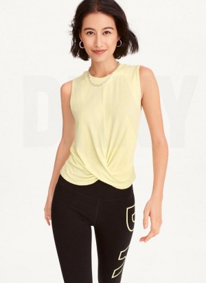 DKNY Rib Twist Front Women's Tank Top Light Green | Ireland_D0570