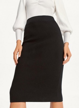 DKNY Ribbed Pencil Women's Skirts Black | Ireland_D0878