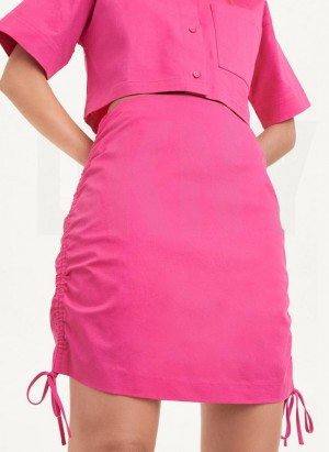 DKNY Ruched Mini Women's Dress Pink | Ireland_D0764