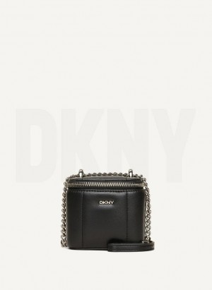 DKNY Seva Mini Box Women's Crossbody Bags Black / Silver | Ireland_D0695